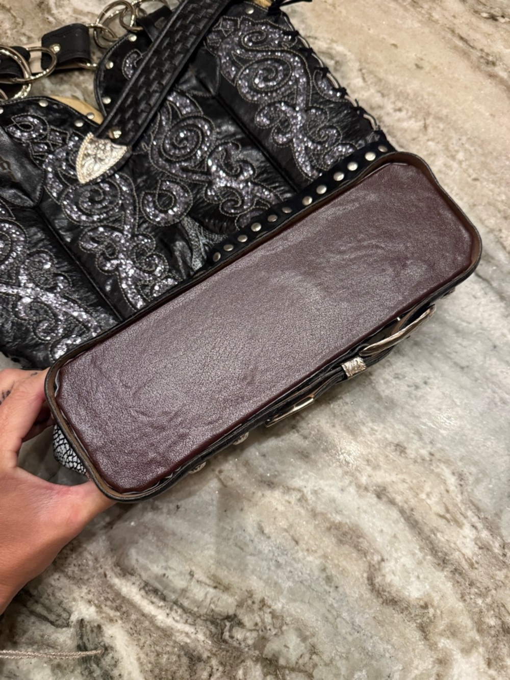 Rhinestone Leather Purse - Picture 10 of 11